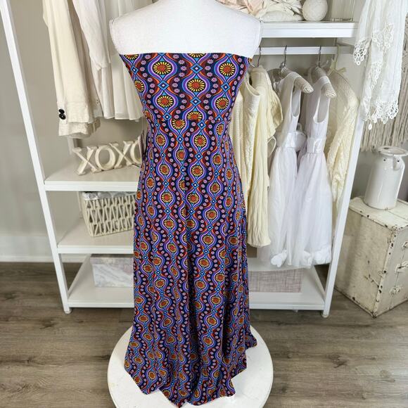 Lularoe Maxi skirt Extra small blue w graphic print, bold, maximalist, boho 3578 - Picture 3 of 6